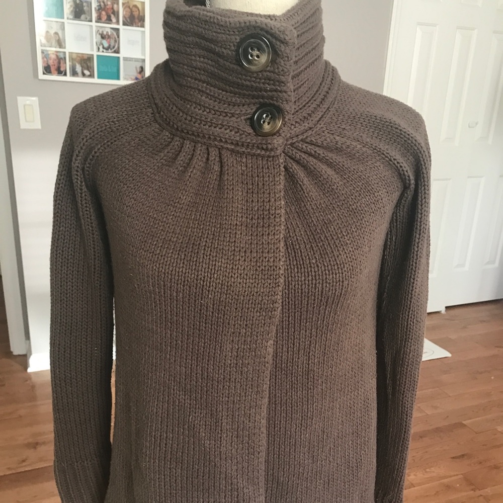Old navy brown turtleneck button wrap sweater xs